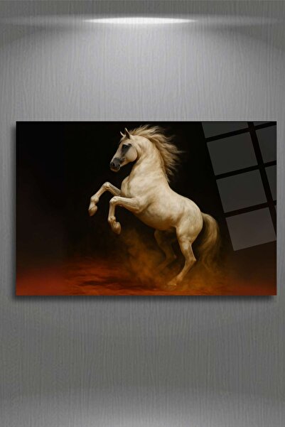 HMDS CONCEPT Caiul Sultan, pictură pe sticlă Caiul Alb al Şahă, rezistent la spargere, de înaltă definiție 330