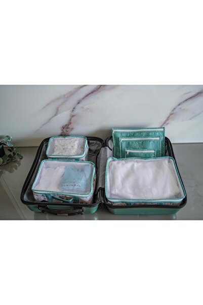 FORSACE 8 Piece Baby Bag, Diaper Bag 6 Piece Suitcase Organizer Newborn Baby Set Blue