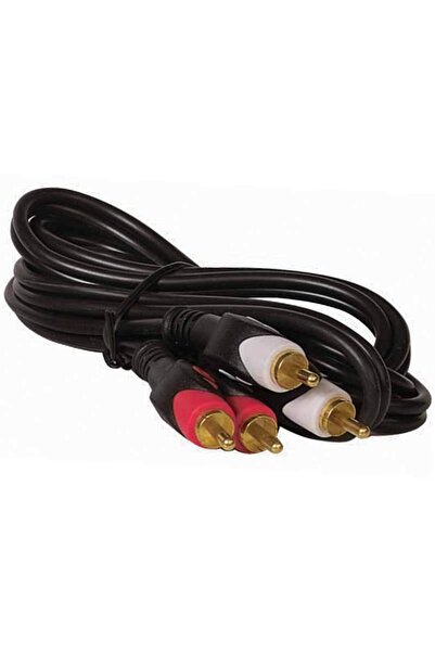 Powermaster PM-7774 Gold Uçlu 2 RCA - 2 RCA 1.5 Metre Siyah Ses Aktarım Kablosu