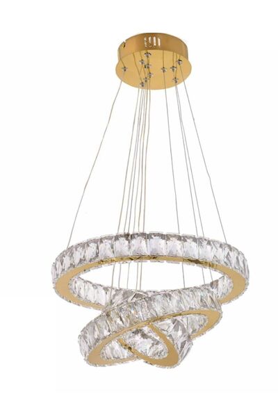 bestof tasarım Galaksi 3 Katlı Modern Sarkıt Kristal Taşlı Led Kumandalı 3 Renk Avize