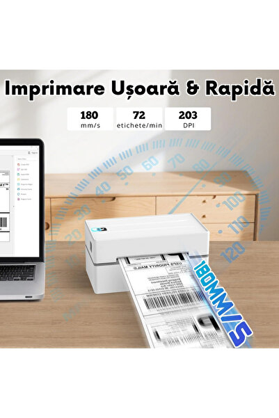 Vittalist Thermal Printer for Labels and AWBs, Compatible with iOS / Android / Windows / MacOS, White