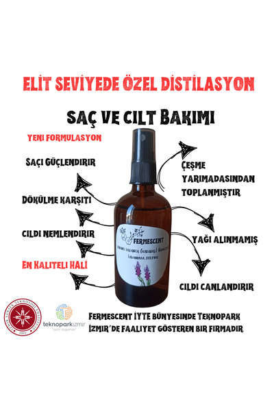Fermescent Yabani Lavanta Karabaş Hidrosolü Suyu - Özel Saç Cilt Bakımı Biber...