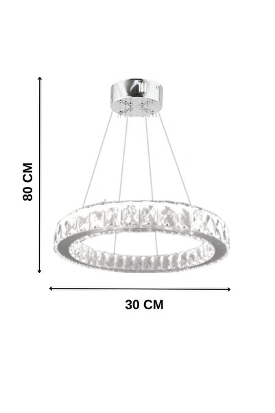 bestof tasarım Zilla Tekli Modern Sarkıt Kristal Taşlı Led Avize - 3 Renk (BEYAZ - SARI - GÜN İŞIĞI)30 Cm