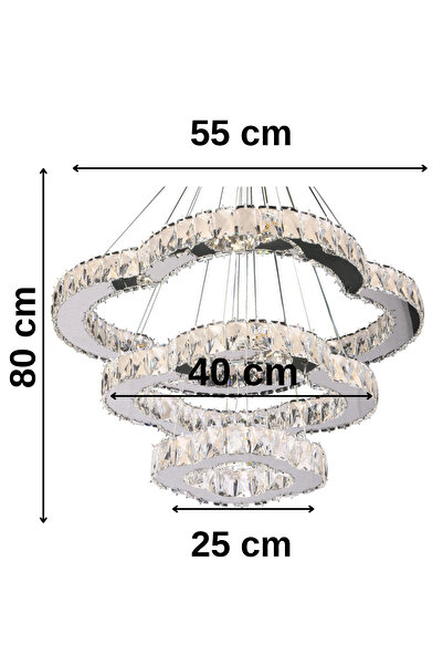 bestof tasarım Papatya 3 Katlı Kristal Taşlı Gold Avize - Yatak Odası - Hol - Salon