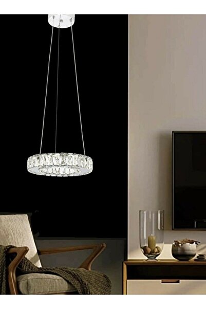 bestof tasarım Modern Krom Sarkıt Kristal Taşlı Power Led Kumandalı 3 Renk Avize