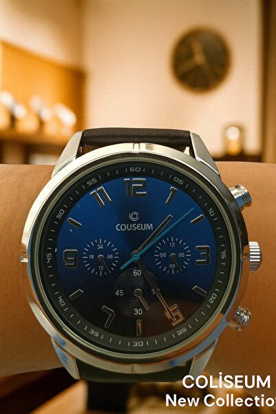 Coliseum ÖZEL SERİ Erkek Kol Saati Metal Kasa Deri Kordon Analog Şık Model – Mavi