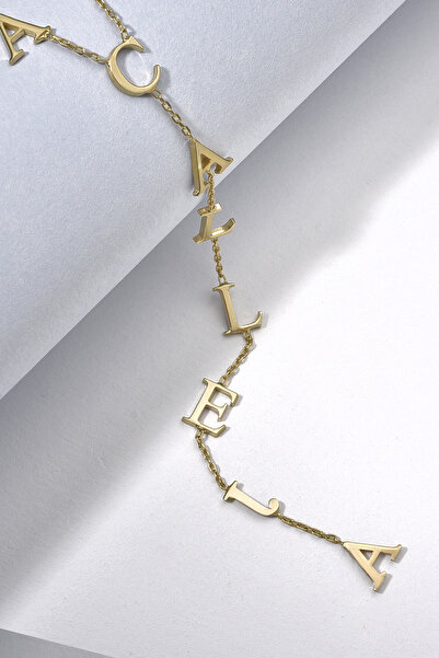Nox Jewelry 14 Ayar Altın Kaplama Kişiye Özel Kravat&Y Formunda İsim Gümüş Kolye - CN00454