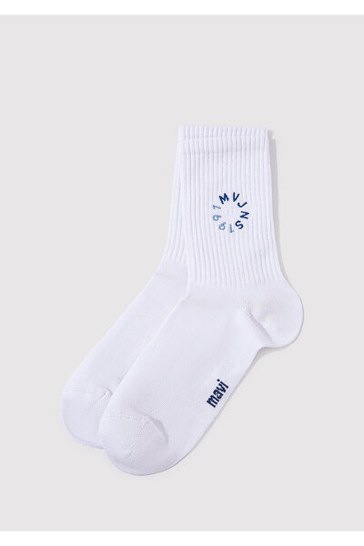 Mavi Weiße Socken mit MVJNS-Aufdruck 1913259 -620