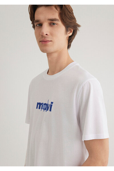 Mavi Λευκό μπλουζάκι Cat Printed Regular Fit / Κανονική εφαρμογή 0612758 -620