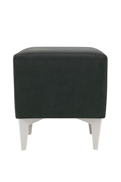 Armegeda Dekoratif Kare Puf 35x35x45 cm – Gri Kadife Kumaş, Beyaz Ayaklı Mode...