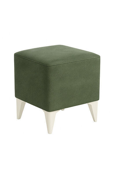 Armegeda Dekoratif Kare Puf 35x35x45 cm – Suetderi Yeşil Kumaş, Beyaz Ayaklı ...