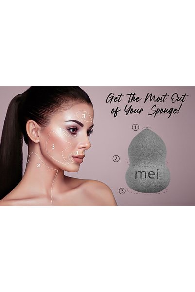 mei Makeup Sponge Foundation Non-Absorbent Sponge Coffee Cup Hygienic Gray 1 Pro 1 Mini
