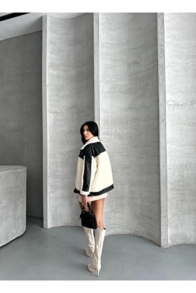 FERZOLAİO Deri Garnili Peluş Mont