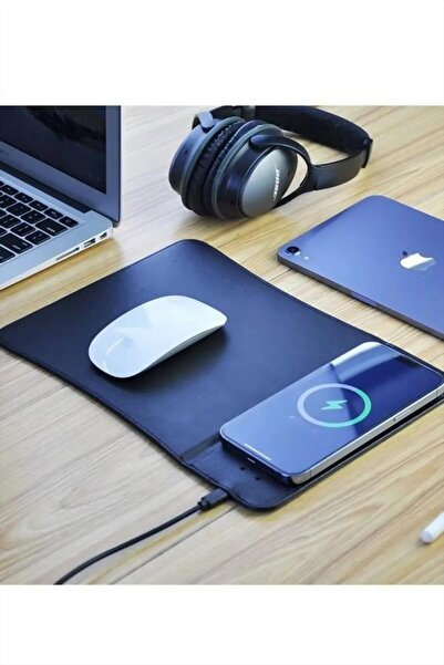 fun zone Mini Wireless Charging Mouse Pad Premium Leather Mouse Pad Charging Wireless Mousepad Folds U