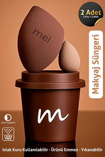 mei Makyaj Süngeri Fondöten Emmeyen Sponge Coffee Cup Hijyenik Walnut 1 Pro 1 Mini
