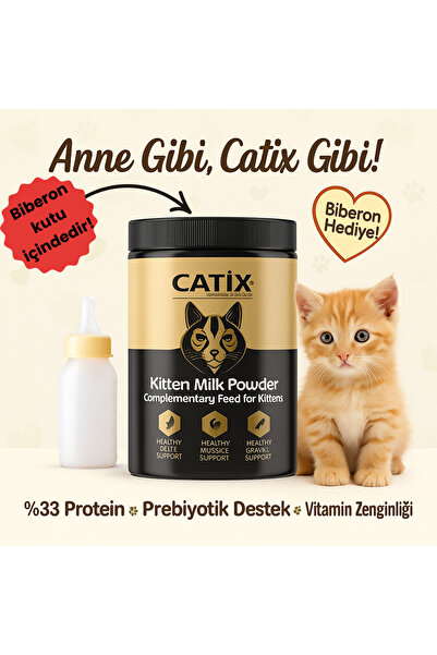 CATİX Anne Sütü Destekli Yavru Kedi Süt Tozu Biberon Hediyeli 200 gr