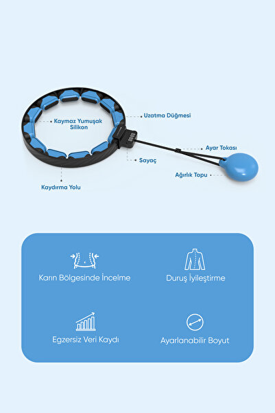 Şımart Akıllı Egzersiz Çemberi Ayarlanabilir, Ağırlıklı Uygulama Destekli