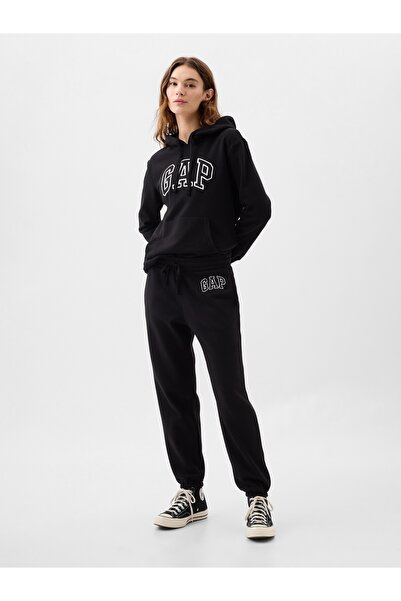 GAP Kadın TRUE BLACK V2 2 Logo Jogger Fleece Eşofman Altı