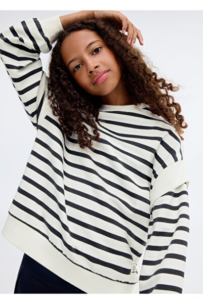 MANGO Kids Çizgili koton sweatshirt