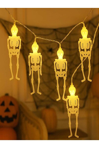 Parti Adresi Cadılar Bayramı İskelet Figürlü Pilli Led Işık Halloween Parti D...