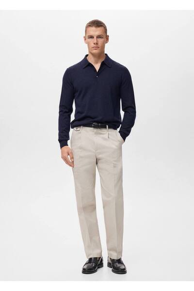 MANGO Man %100 merinos yünü polo kazak