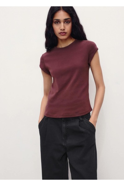 MANGO Woman Kısa kollu pamuklu tişört
