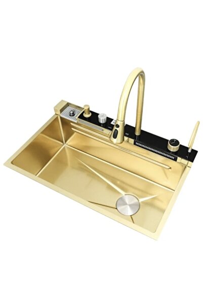 G7HOME Chiuvetă de bucătărie multifuncțională din oțel inoxidabil, culoare aurie, dimensiune 750*460 mm