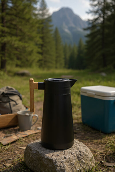 Bambum ترمس ستيل بمقبض نورث بامبو أسود 2 لتر