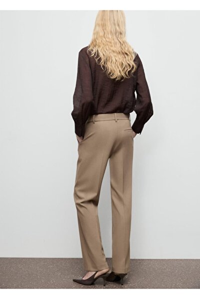 MANGO Woman Düz kesim orta belli pantolon