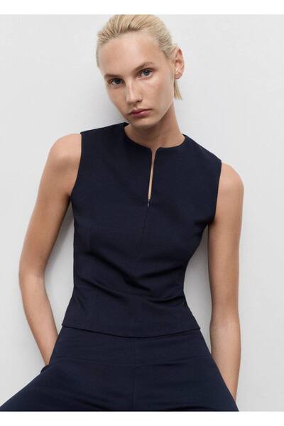 MANGO Woman Fermuarlı dar kesim bluz