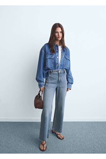 MANGO Woman Catherin yüksek belli culotte jean pantolon
