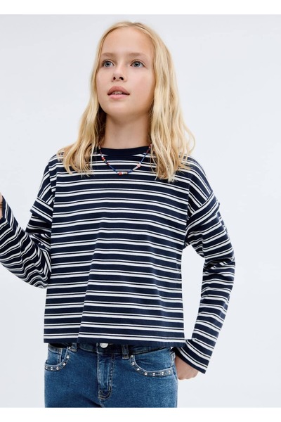MANGO Kids Çizgili uzun kollu tişört