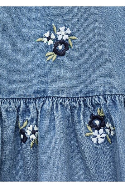 MANGO Baby Çiçek işlemeli kot elbise