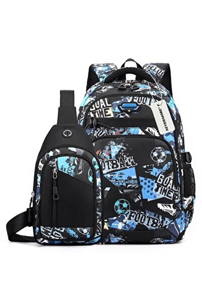 OricareFain School bag set with shoulder bag, Football print, Waterproof, 46 x 34 x 21 cm