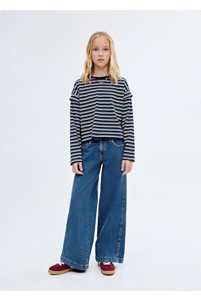 MANGO Kids Wideleg zımbalı jean pantolon