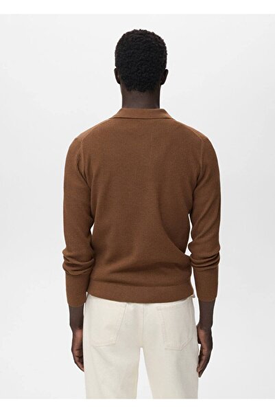 MANGO Man Fitilli pamuk karışımlı polo kazak