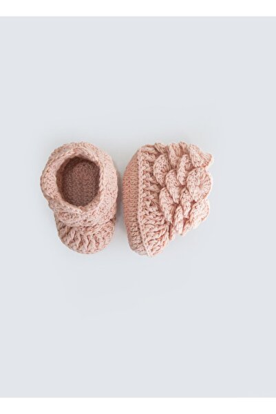 kitikate Hand Knitted Girl Booties Dusty Rose