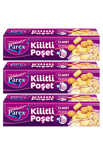 Parex Kilitli Buzdolabı Poşeti Küçük Boy 12'li 20 x 25 cm Üçlü Set