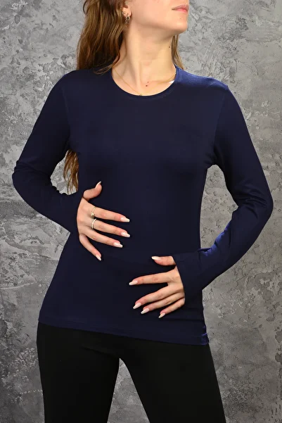 İDOL MODA Crew Neck Long Sleeve Combed Cotton Bodysuit