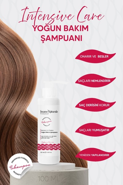 Insane Naturale Besleyici & Onarıcı Yoğun Bakım Şampuanı 100 ml