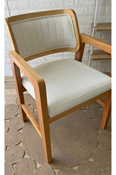 silla Concept İstanbul Sandalye Teddy Krem Kumaş Naturel Ahşap Sandalye