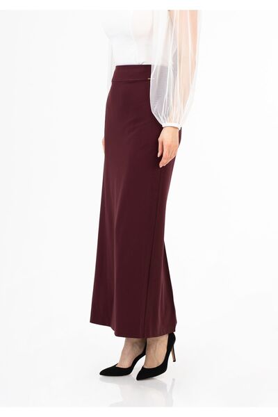 G-Line Claret Red Maxi Skirt - Classic Design with Back Zipper and Slit