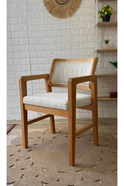 silla Concept İstanbul Sandalye Teddy Krem Kumaş Naturel Ahşap Sandalye