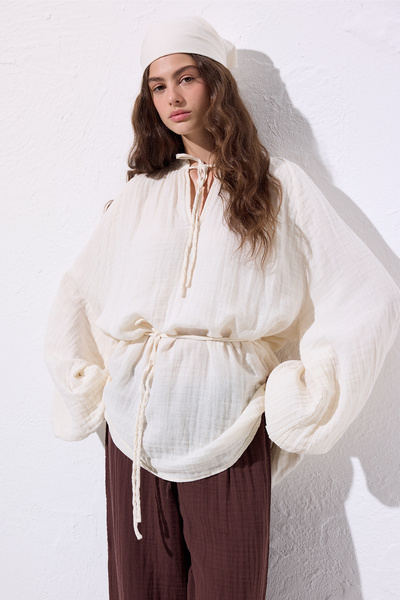 Manuka MUSSELIN BLUSE BEIGE