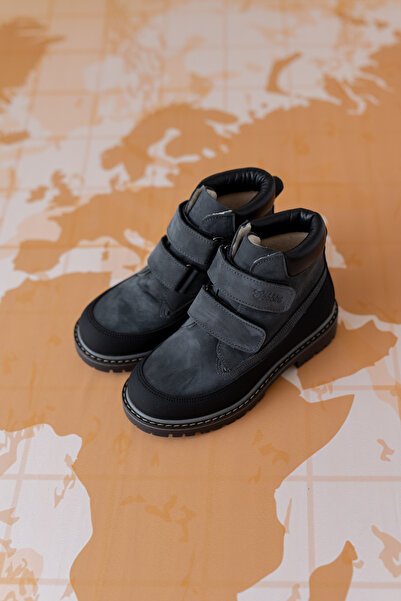 Bebbini Timber- Gri Burun Korumalı Hakiki Deri Çocuk Bot