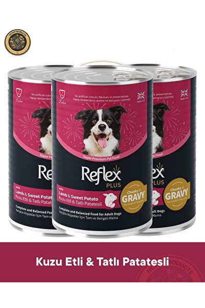 Reflex Plus Sos İçinde Et Parçacıklı Kuzu Etli ve Tatlı Patatesli Yetişkin Köpek Maması 3X400gr