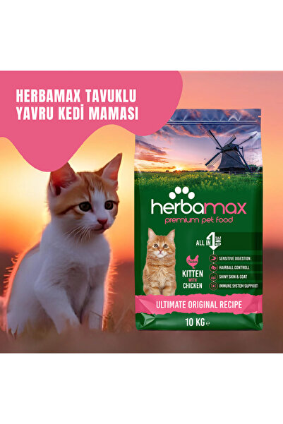 HerbaMax Gelişim Destekleyici Etkisi Ile Yavru Kedi Maması Tavuk Etli 2x10 Kg...