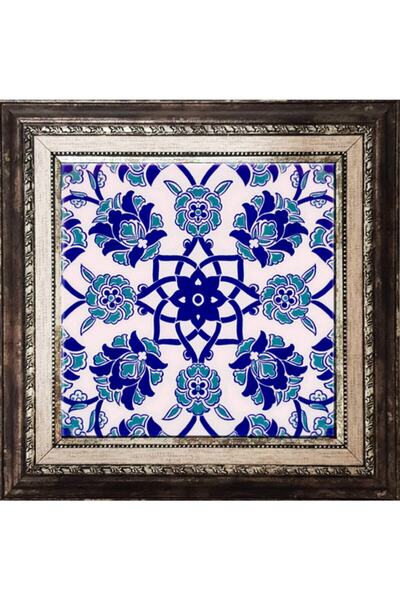 Armada Çini 20x20 سم AC 10 بلاط كوتاهيا منقوش بالزهور الزرقاء السلجوقية