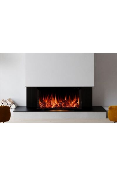 ZAYA Laden 90 Elektrikli Şömine - 3 Tarafı Cam Çerçeveli, Isıtıcılı, Sınırsız...