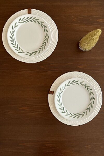 VELLORA HOME Set of 2 White Color Supla Set American Service 32 cm Diameter Wicker Mesh under Plate